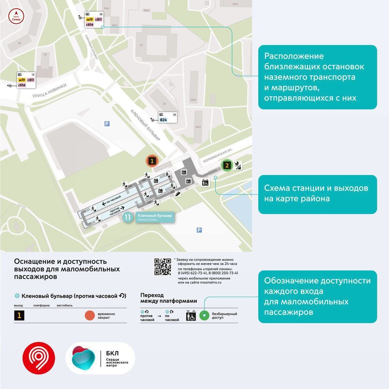 На новых станциях БКЛ появилось 86 схем навигации для маломобильных пассажиров