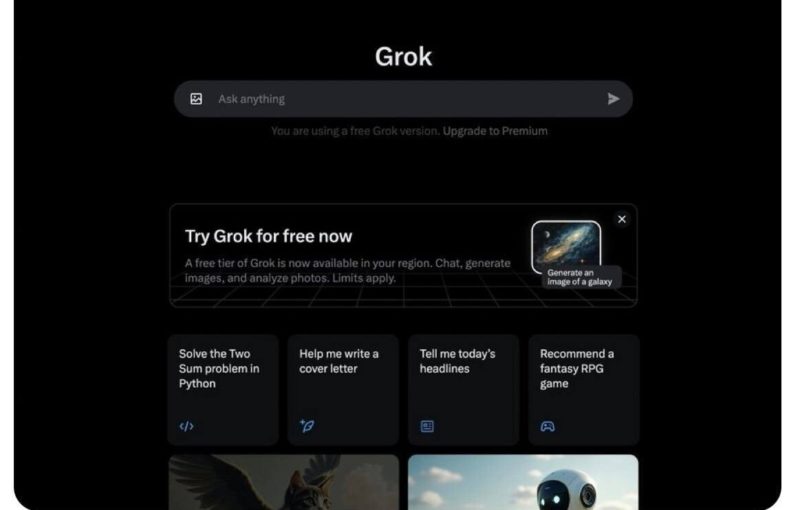 Соцсеть Х запустила тестирование бесплатной версии чат-бота Grok