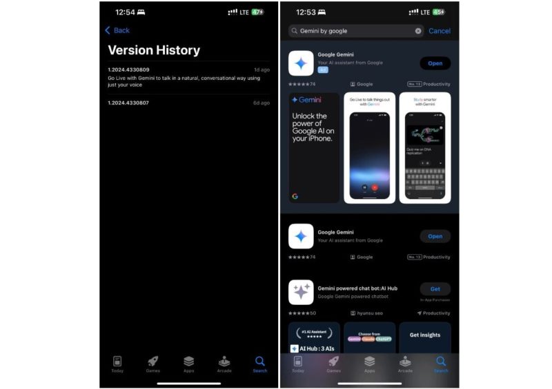 Google начала тестировать автономное приложение Google Gemini для iPhone