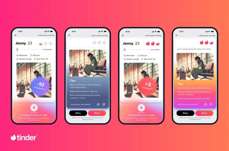 Tinder запустил игру, в которой можно флиртовать с чат-ботом
