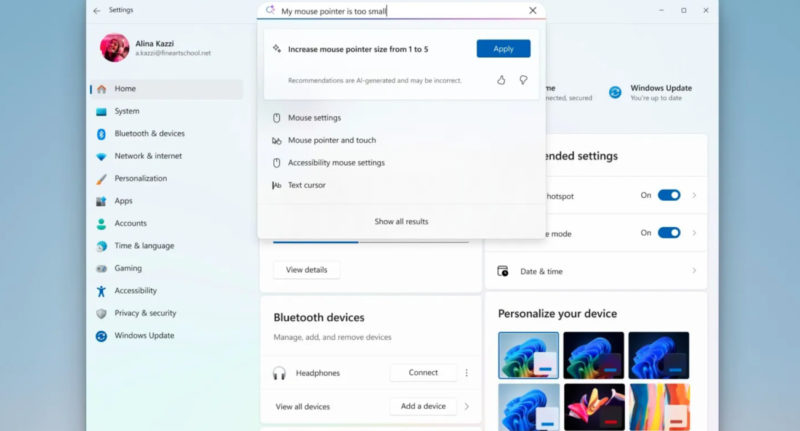 Microsoft добавит опцию автоматического изменения настроек в Windows 11
