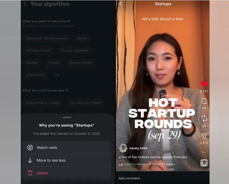 Instagram* начал тестировать доступ к настройкам алгоритма рекомендаций в Reels