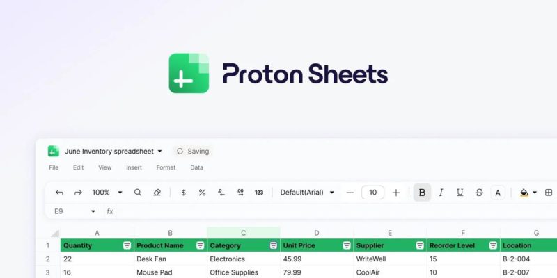 Почтовый сервис Proton представил онлайн-редактор таблиц Proton Sheets