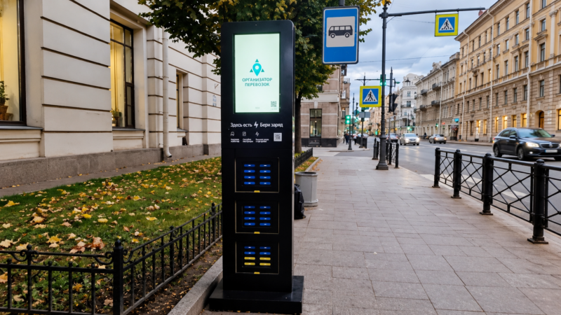 В Петербурге на четырёх остановках запустили бесплатную аренду пауэрбанков